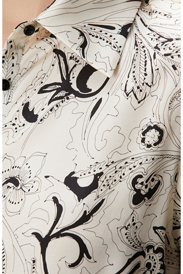 Siyah Bej Desenli Gömlek - 5