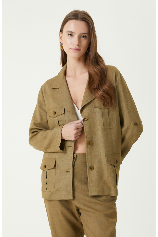 Haki Keten Ceket - 1