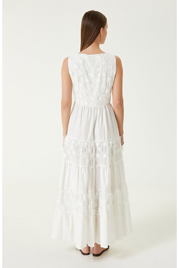 Limited Ekru Maksi Elbise - 6
