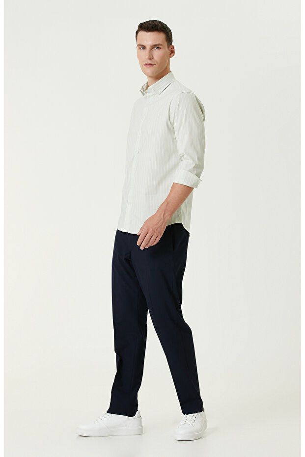 Yeşil Çizgi Desenli Gömlek - 3