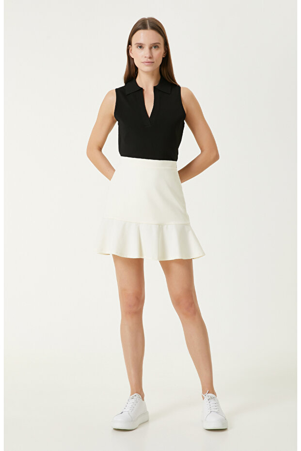 Ekru Mini Etek - 1