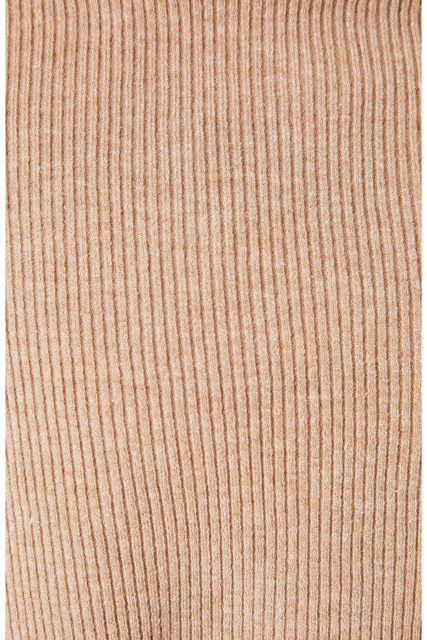 Bej Melanj Kısa Kol Basıc Triko Kazak - 5