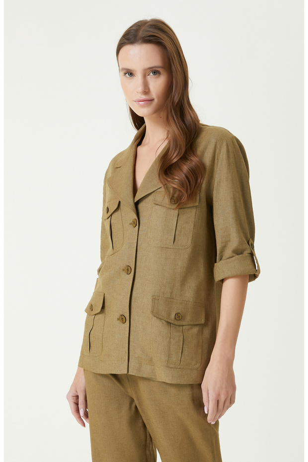 Haki Keten Ceket - 4