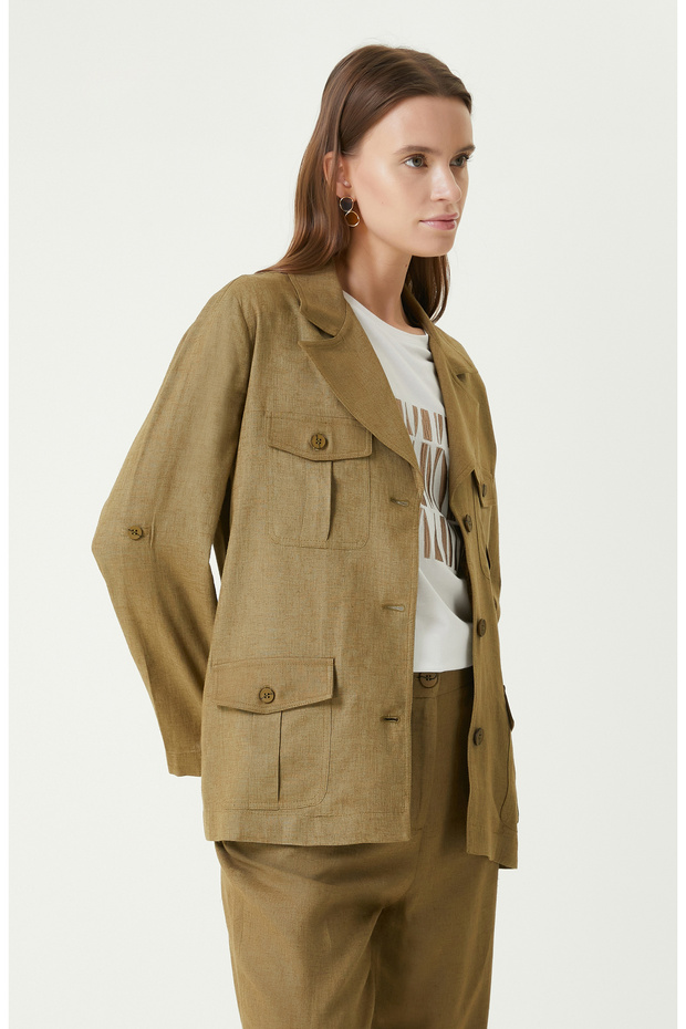 Haki Keten Ceket - 5
