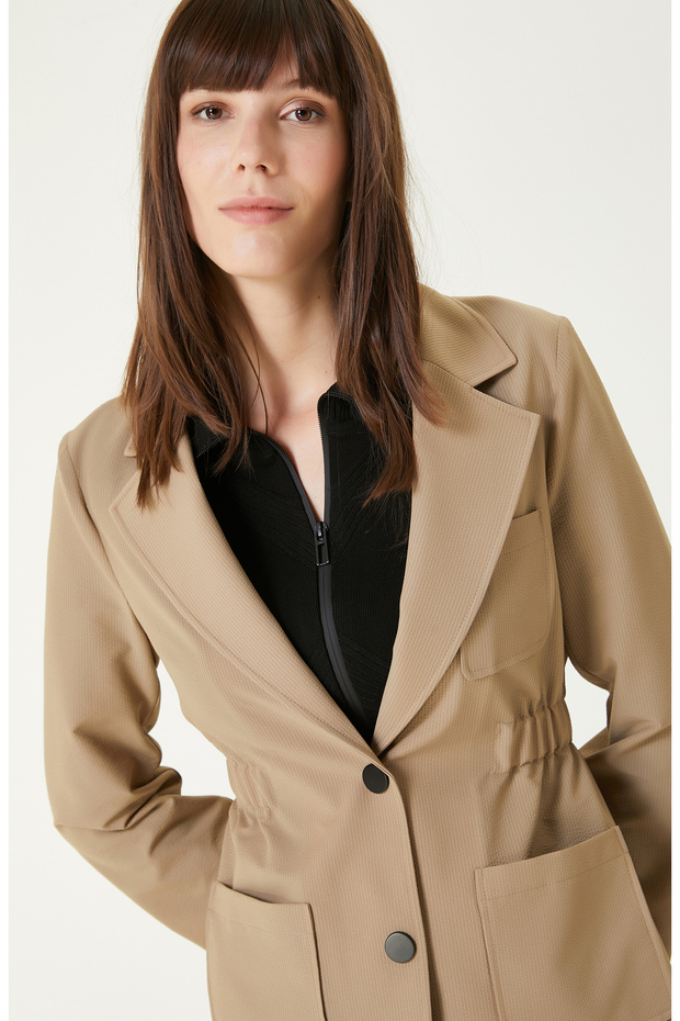 N-tech Bej Beli Lastikli Ceket - 2