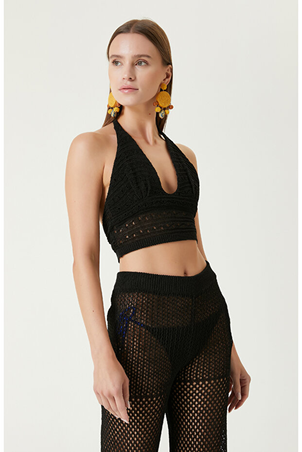 Siyah Triko Beach Bluz - 4