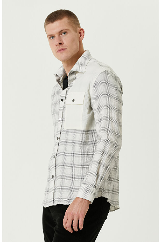 Gri Cepli Gofreli Comfort Gömlek - 4