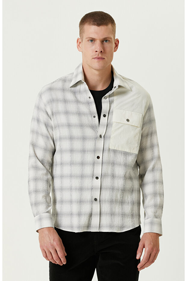 Gri Cepli Gofreli Comfort Gömlek - 2