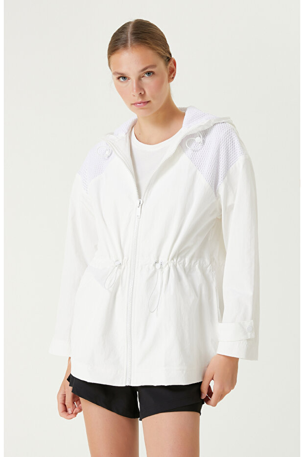 N-Tech Beyaz Kapüşonlu Mont - 3