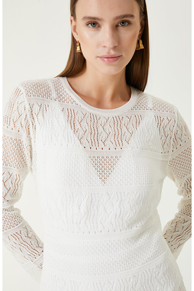 Beyaz Maksi Plaj Elbisesi - 2