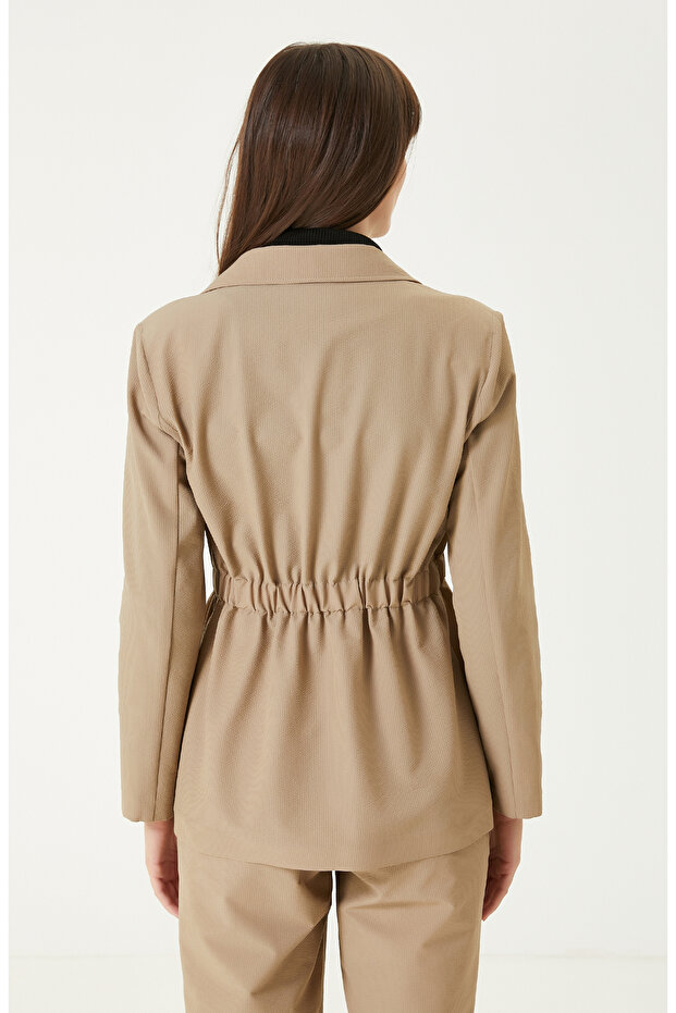 N-tech Bej Beli Lastikli Ceket - 6