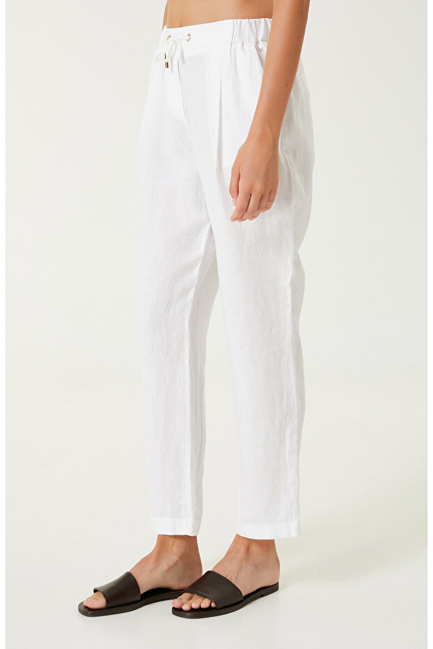 Beyaz Keten Pantolon - 2