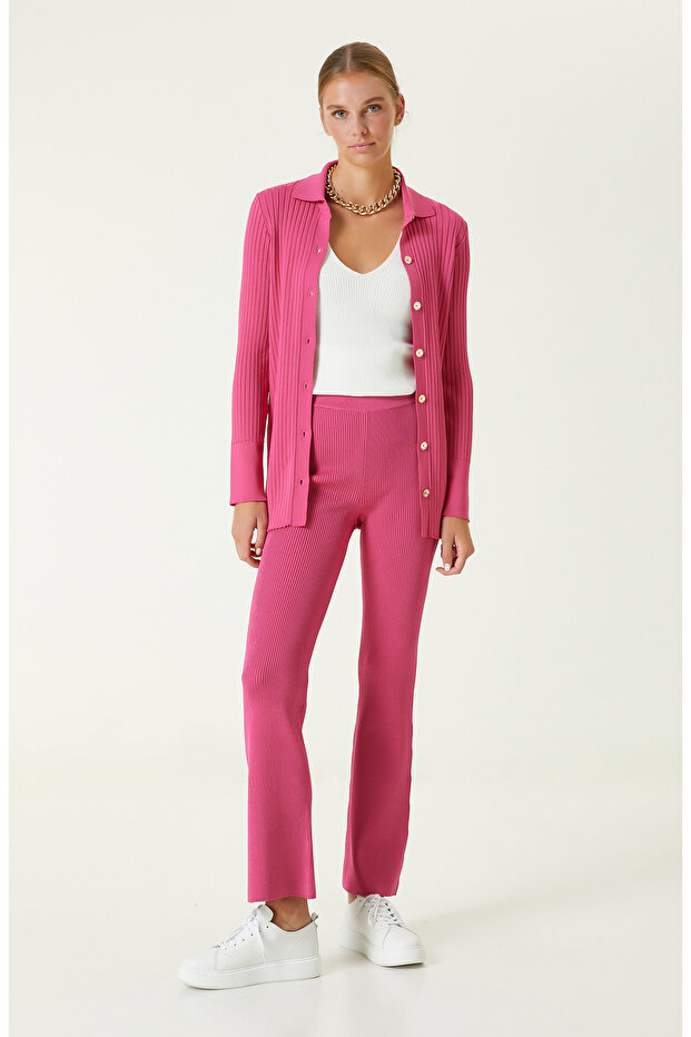 Fuşya Triko Pantolon - 1