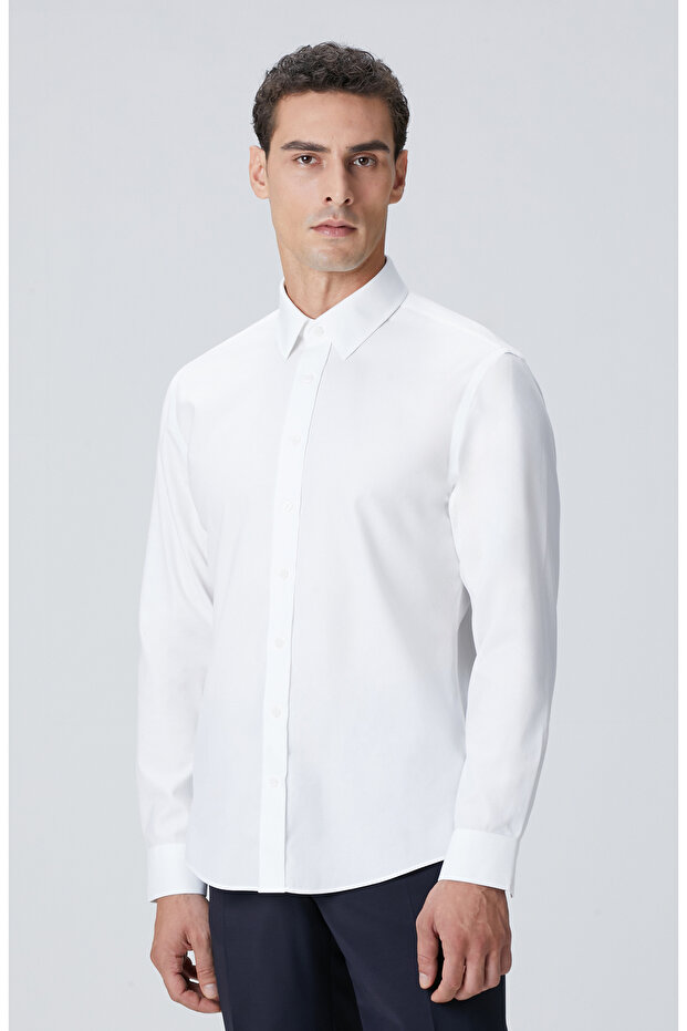 Beyaz Non-ıron Gömlek - 5