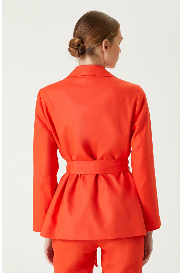 Nar Çiçeği Keten Ceket - 6