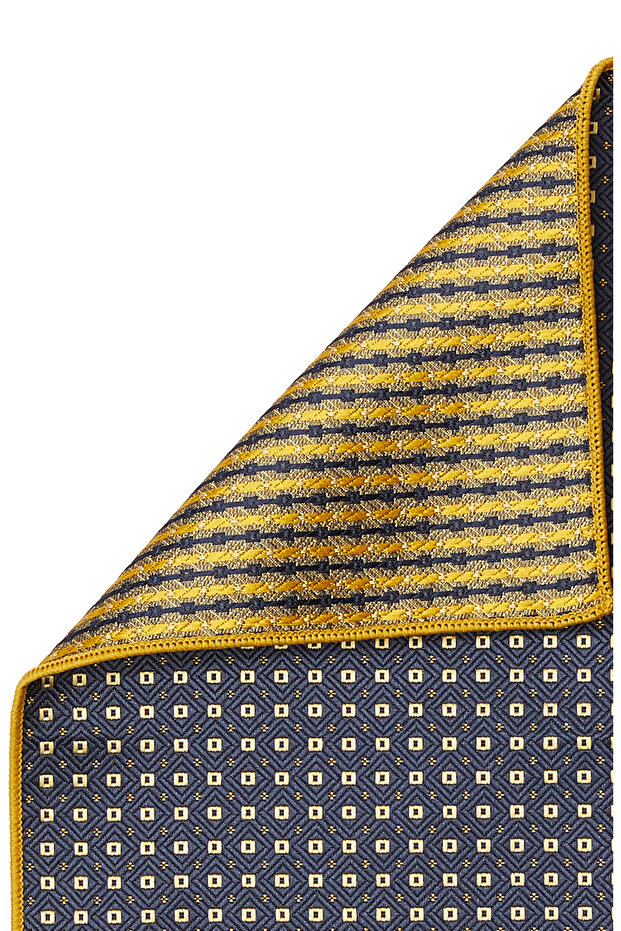 Sarı Lacivert Mikro Desenli Poşet Mendil - 3