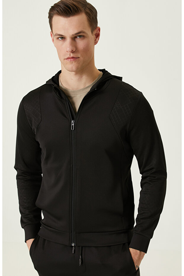 N-Tech Siyah Kapüşonlu Sweatshirt - 1
