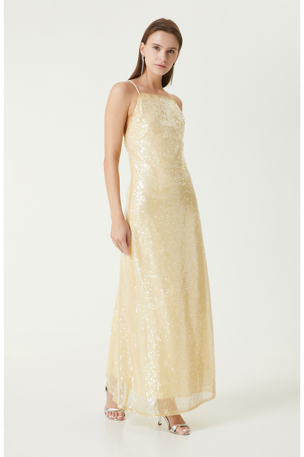 Açık Sarı Abiye Elbise - 2