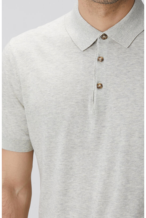 Gri Melanj Polo Yaka Basic Kazak - 6