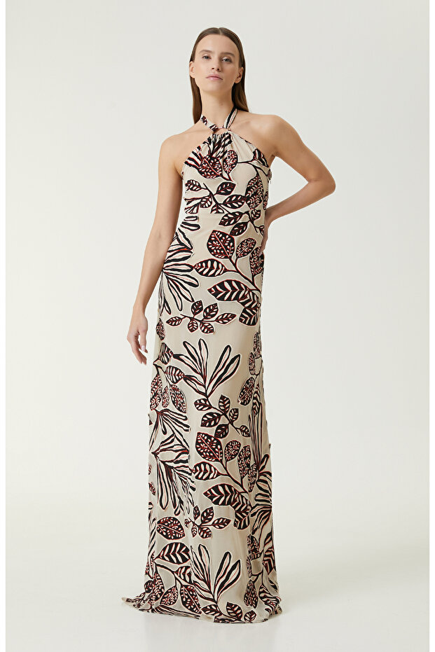 Limited Bej Maxi Elbise - 3