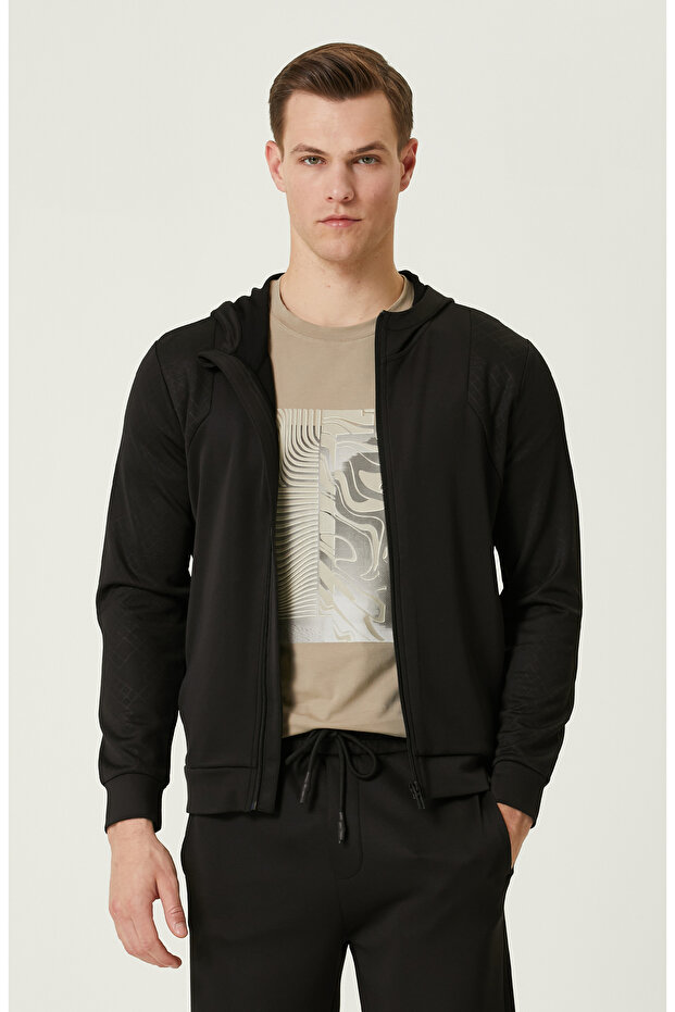 N-Tech Siyah Kapüşonlu Sweatshirt - 2