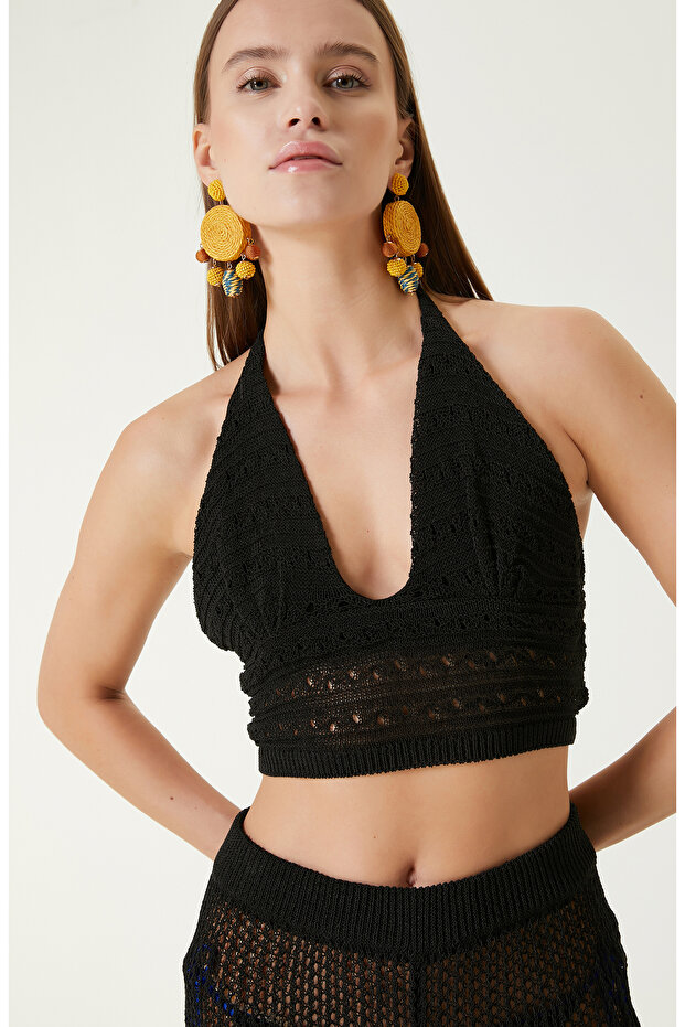 Siyah Triko Beach Bluz - 2