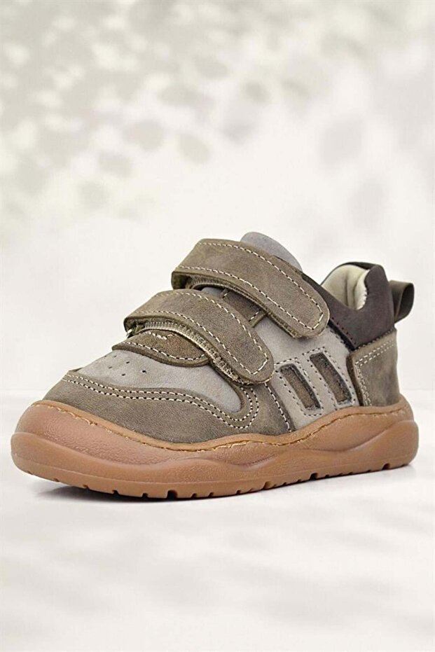 Schaggy Genuine Leather Sand Gray Baby Sneakers