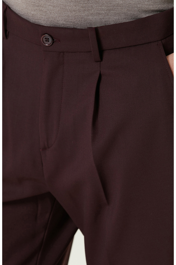 Bordo Diyagonal Comfort Pantolon - 4
