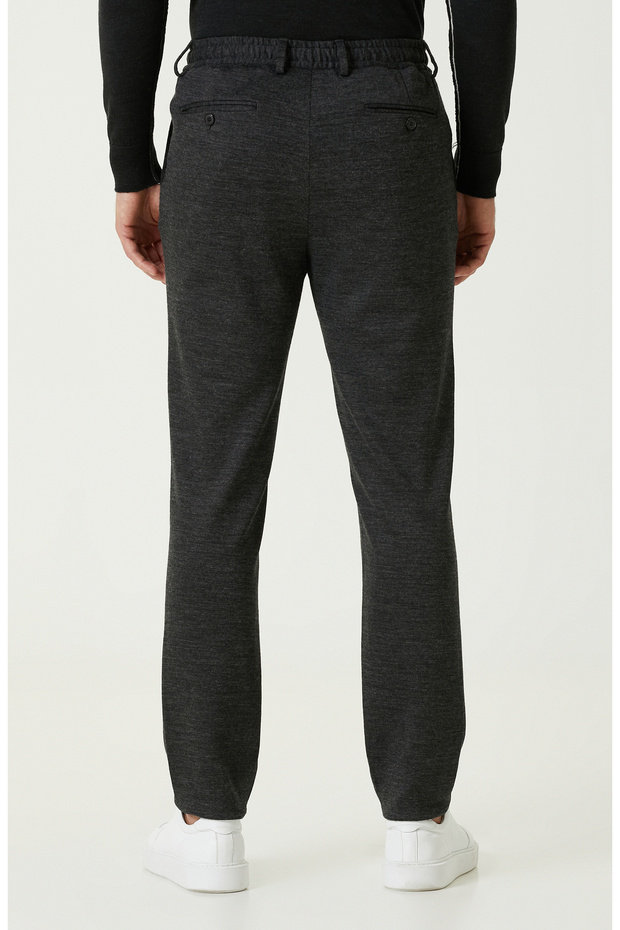 Antrasit Yün Karışımlı Örme Pantolon - 3