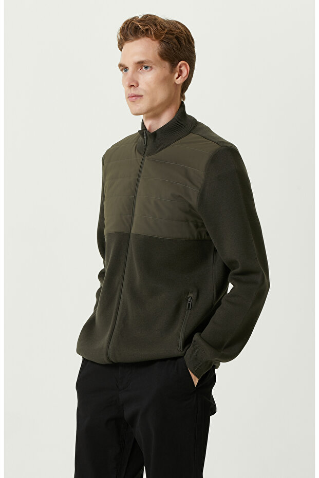 Haki Dik Yaka Triko Mont - 3