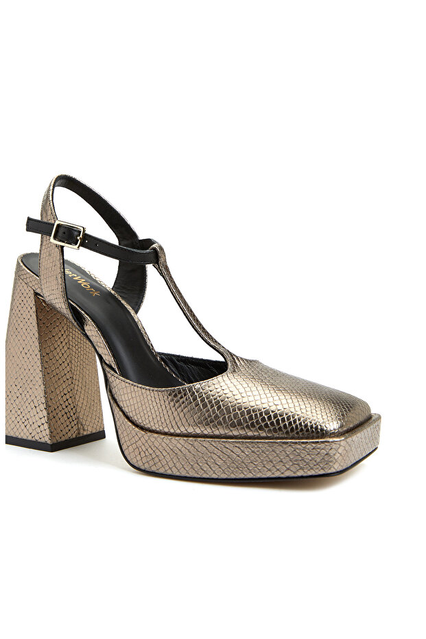 Bronz Kadın Deri Sandalet - 5