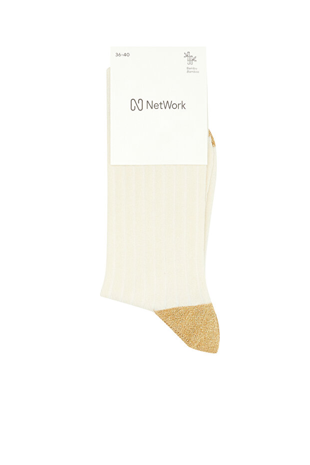 Bej Kadın Bambu Çorap - 1