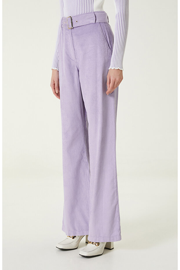 Lila Kadife Pantolon - 3