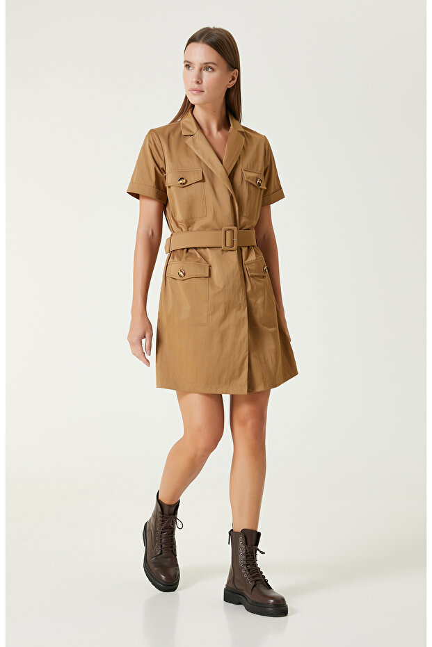 Olive Mini Elbise - 5