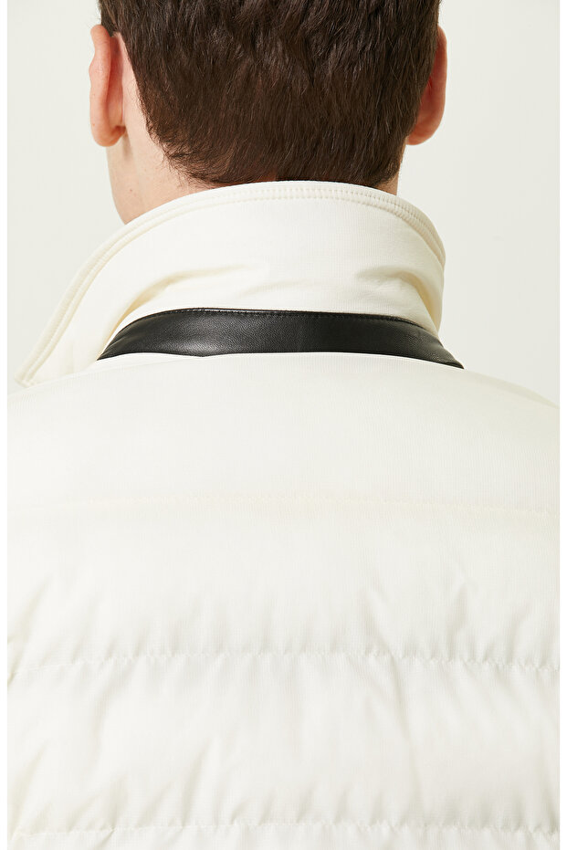 Yan Cep Fermuarlı Ekru Ceket - 8