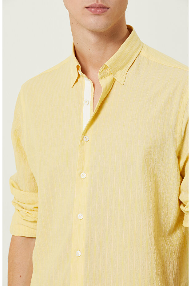 Sarı Çizgili Gömlek - 5