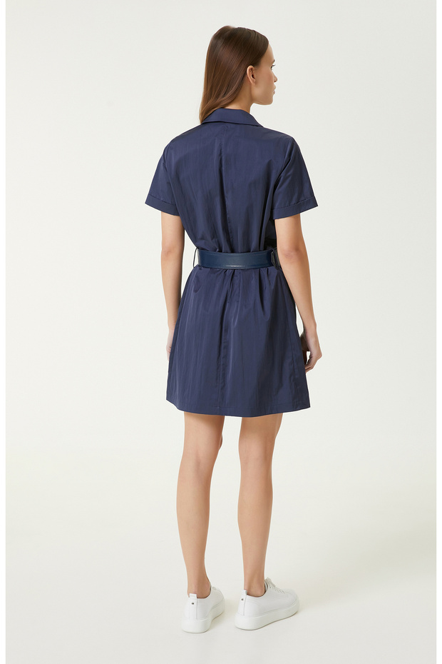 Lacivert Mini Elbise - 6