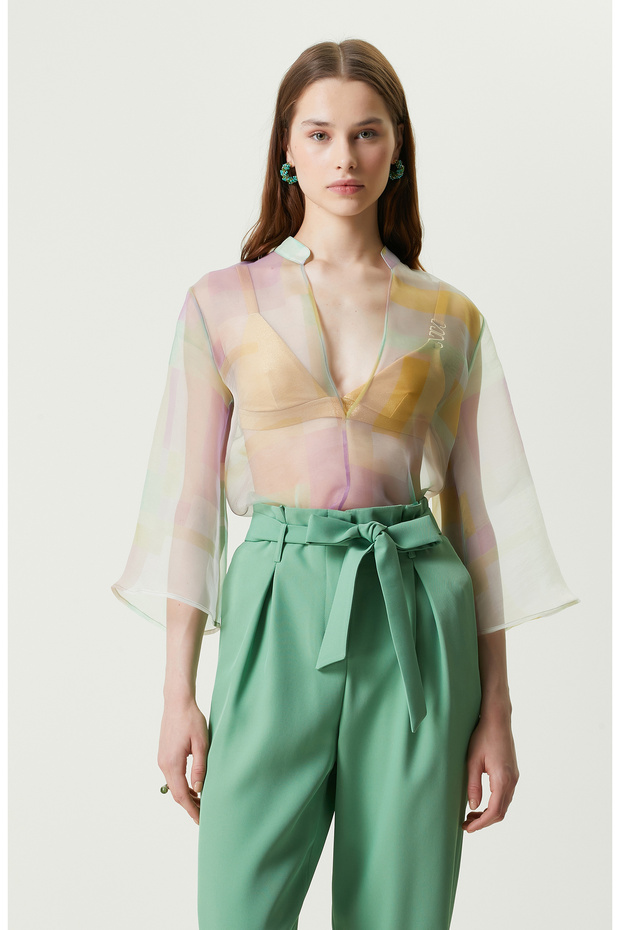 Mint Truvakar Kol Dik Yaka Bluz - 1