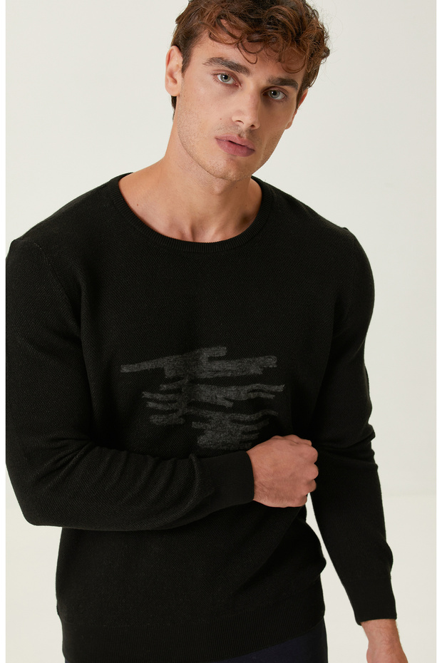 Siyah Bisiklet Yaka Kazak - 2