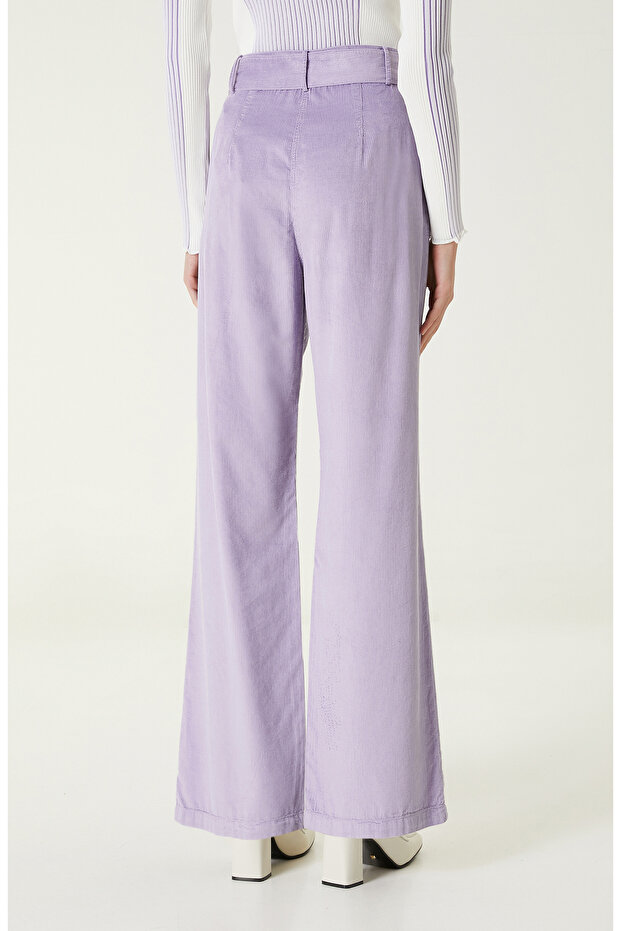 Lila Kadife Pantolon - 5