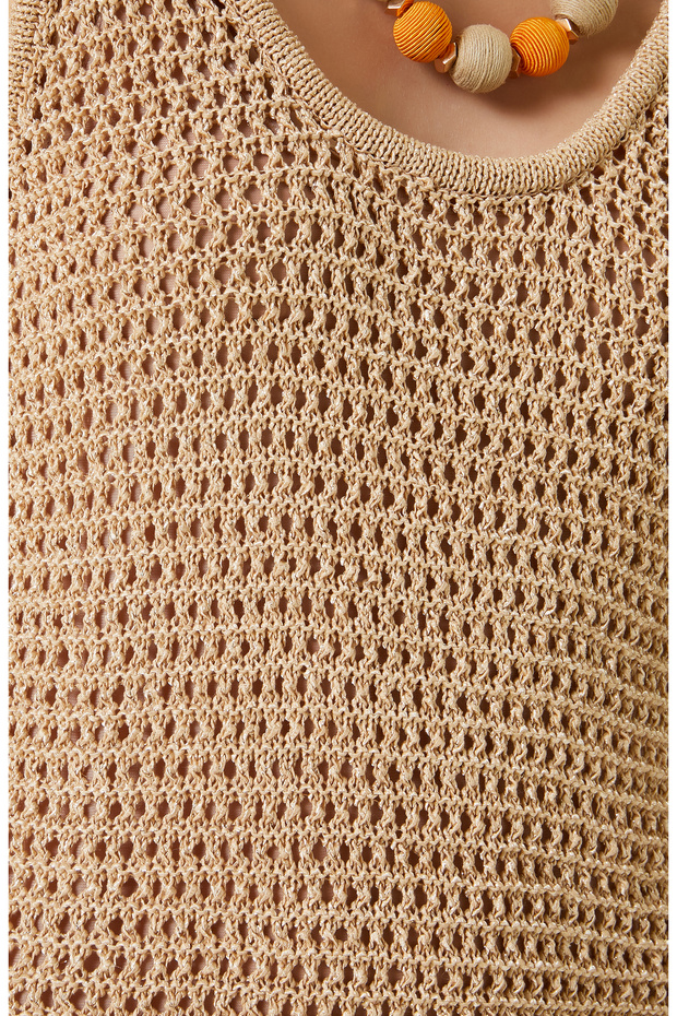 Camel Bisiklet Yaka Askılı Elbise - 6