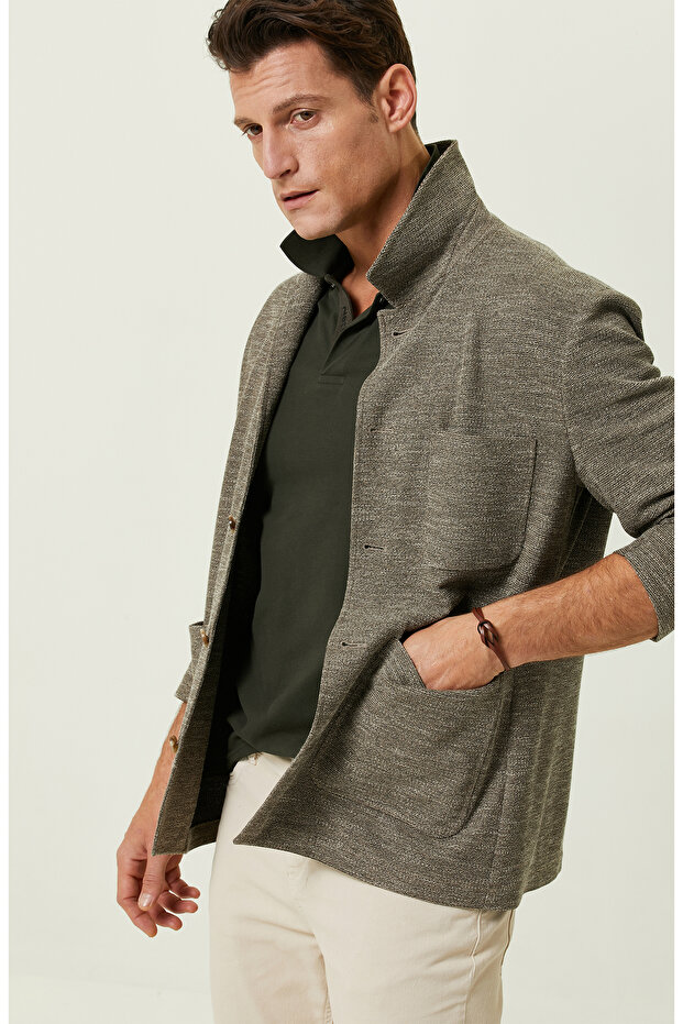 Camel Jakarlı Blazer Ceket - 5