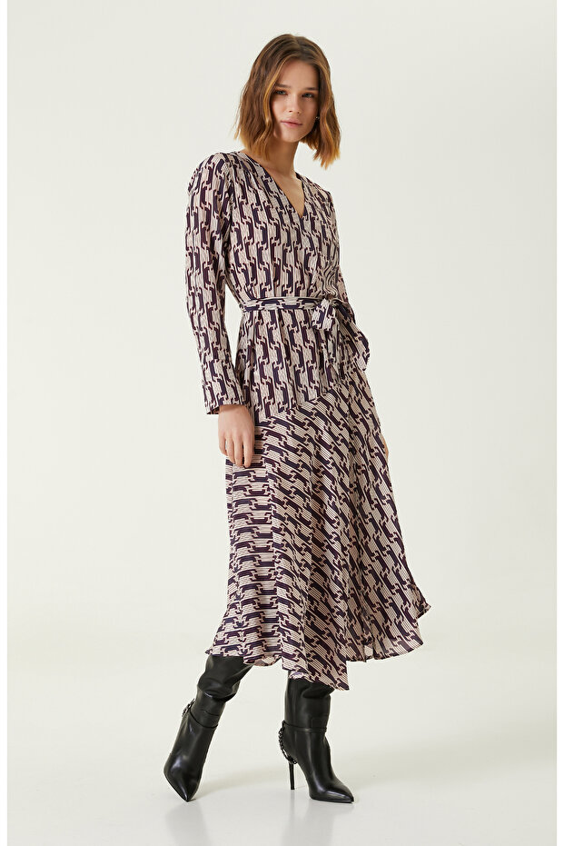 Ekru İpek Elbise - 4