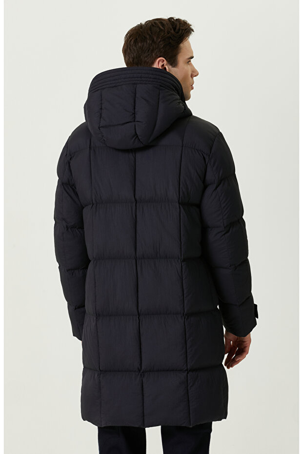 Kapüşon Yaka Lacivert Kaban - 4