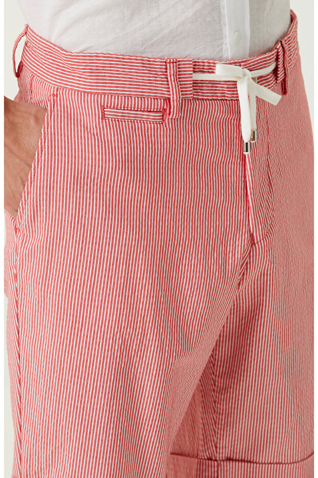 Kırmızı Çizgili Şort - 4