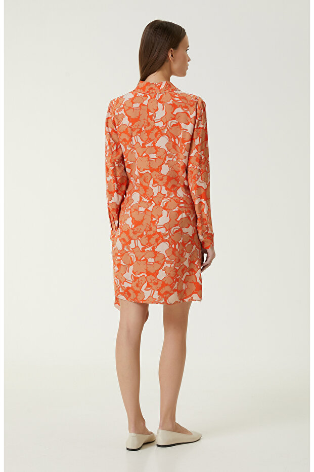 Bej Desenli Elbise - 6