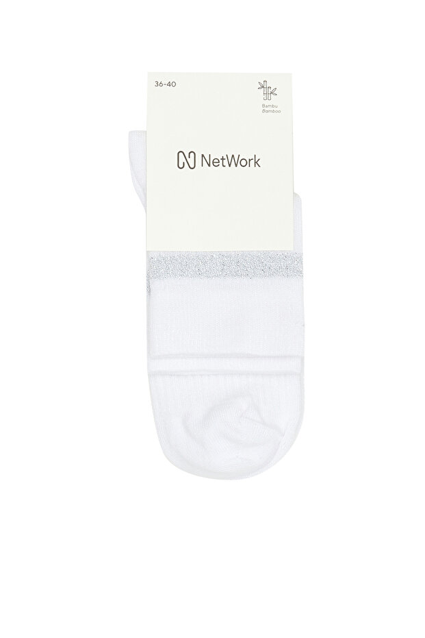 Beyaz Kadın Bambu Çorap - 1