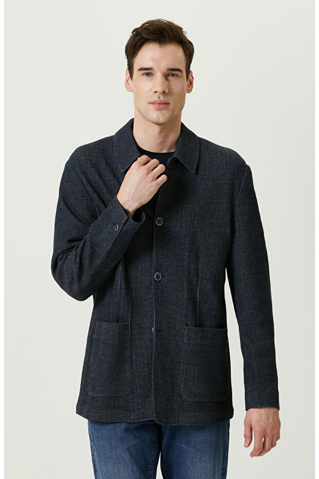 İndigo Örme Ceket - 1