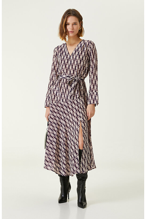 Ekru İpek Elbise - 1