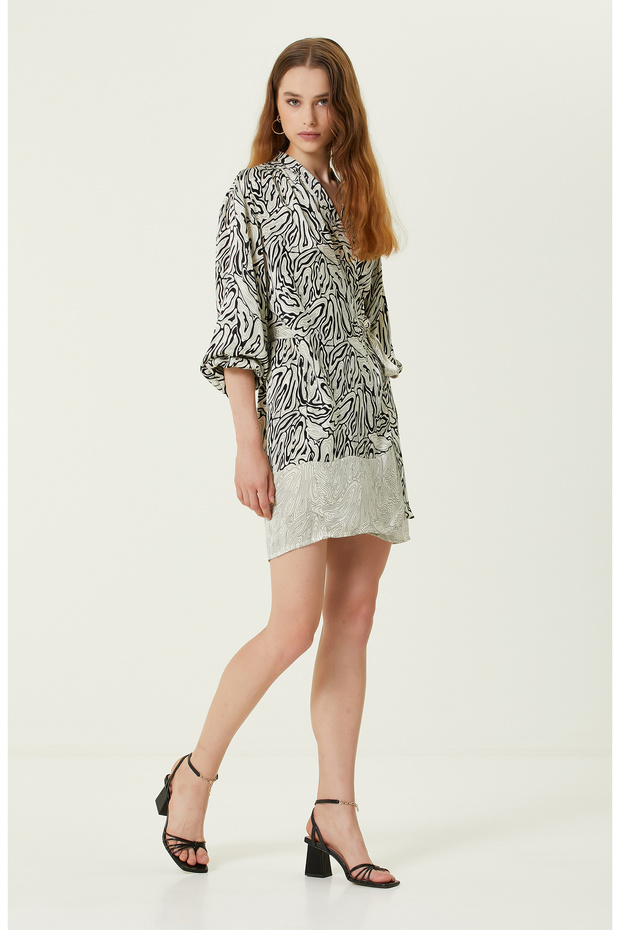 Ekru Mini Elbise - 3